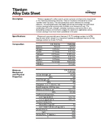 Titanium Alloy Data Sheet