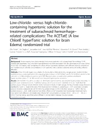 Versus High-Chloride-Containing Hypertonic Solution for the Treatment