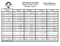 2020 Daycare Schedule Week 11 (7/27 - 7/31) Groups 1 and 2