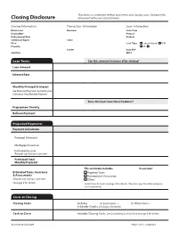 Closing Disclosure Document with Your Loan Estimate