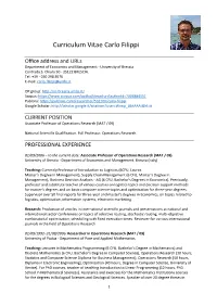 Curriculum Vitae Carlo Filippi