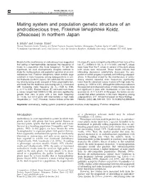 Mating System and Population Genetic Structure of an Androdioecious Tree, Fraxinus Lanuginosa Koidz