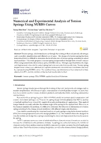 Numerical and Experimental Analysis of Torsion Springs Using NURBS Curves