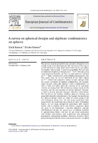 European Journal of Combinatorics a Survey on Spherical Designs And