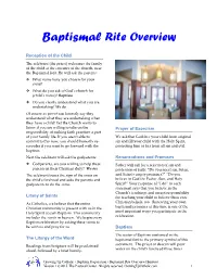 Baptismal Rite Overview