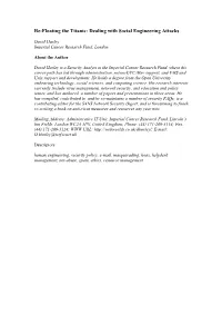 Re-Floating the Titanic: Dealing with Social Engineering Attacks