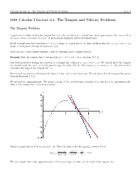 1101 Calculus I Lecture 2.1: the Tangent and Velocity Problems