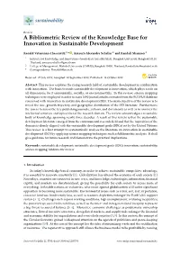 A Bibliometric Review of the Knowledge Base for Innovation in Sustainable Development