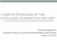 Common Problems of the Shoulder, Examination and Omt