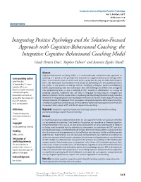 Integrating Positive Psychology and the Solution-Focused Approach