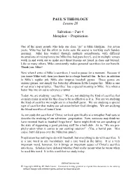 PAUL's THEOLOGY Lesson 28 Salvation – Part 4 Metaphor – Propitiation