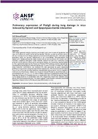 Pulmonary Expression of Pla2g5 During Lung Damage in Mice Induced by Fipronil and Lipopolysaccharide Interaction