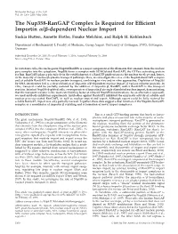 The Nup358-Rangap Complex Is Required for Efficient Importin