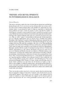 Trends and Developments in Interreligious Dialogue