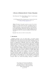 A Review of Robotics Kits for Tertiary Education