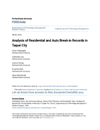 Analysis of Residential and Auto Break-In Records in Taipei City
