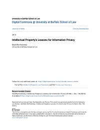 Intellectual Property's Lessons for Information Privacy