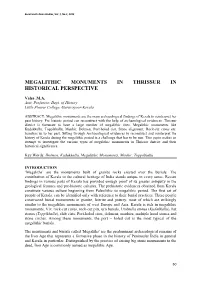 Megalithic Monuments in Thrissur in Historical Perspective