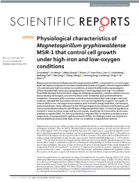 Physiological Characteristics of Magnetospirillum Gryphiswaldense