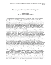 The Case Against Monolingual Bias in Multilingualism