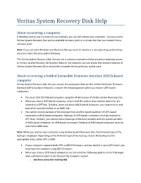 Veritas System Recovery Disk Help