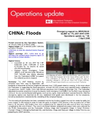 CHINA: Floods GLIDE No.° FL-2007-0097-CHN Operations Update No