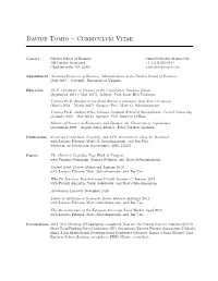 Davide Tomio – Curriculum Vitae