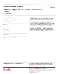 Industrial Change in Old Port Areas, the Case of the Port of Toronto G
