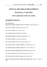 Official Record of Proceedings