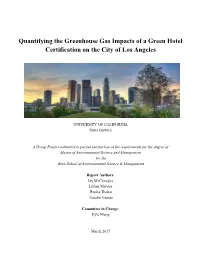 Quantifying the Greenhouse Gas Impacts of a Green Hotel Certification on the City of Los Angeles