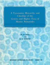 A Taxonomic Hierarchy and Checklist of the Genera and Higher Taxa of Marine Nematodes