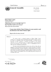 Cooperation with the United Nations, Its Representatives and Mechanisms in the Field of Human Rights