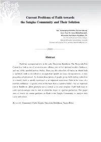 Current Problems of Faith Towards the Saṅgha Community and Their Solution