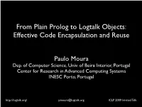 From Plain Prolog to Logtalk Objects: Effective Code Encapsulation and Reuse