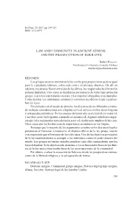 Law and Community in Ancient Athens, and the Prosecution of Sokrates
