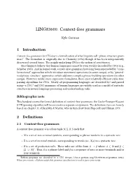 LING83600: Context-Free Grammars