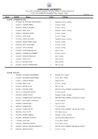 Merit List of B. Sc. 6Th Semester