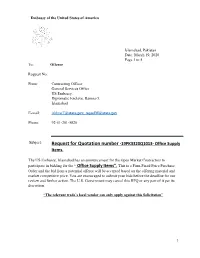 Request for Quotation Number -19PK3320Q1013- Office Supply Items