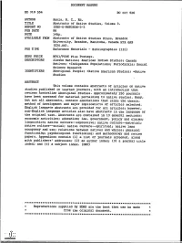Spiritual; Native Land Occupancy and Use; Relations Between Natives and Whites; Physical Functioning; Psychological Functioning; and Methodology and Review Papers