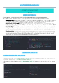 Writing Readable Code