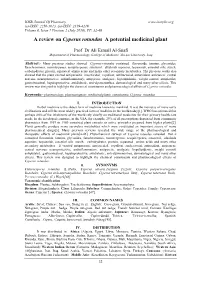 A Review on Cyperus Rotundus a Potential Medicinal Plant