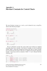 Appendix a Shewhart Constants for Control Charts