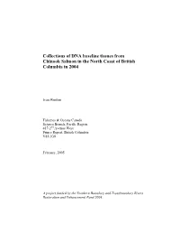 Collections of DNA Baseline Tissues from Chinook Salmon in the North Coast of British Columbia in 2004