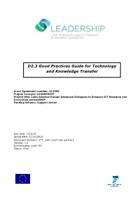 D2.3 Good Practices Guide for Technology and Knowledge Transfer