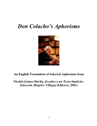 Don Colacho's Aphorisms