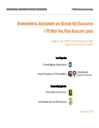 Evaluation I-70 West Vail Pass Auxiliary Lanes