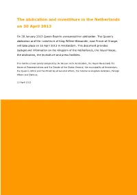 Factsheet Abdication and Investiture