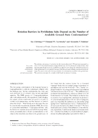 Rotation Barriers in Pyridinium Salts Depend on the Number of Available Ground State Conformations*