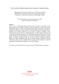 The Use of Social Media in European Union Enterprises