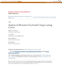 Analysis of Alternative Keyboards Using Learning Curves Allison M